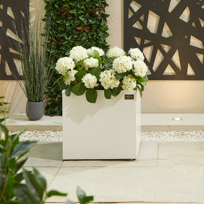 Large Square Aluminium Planter in Chalk White - Single Piece