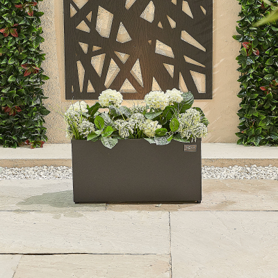 Small Rectangular Aluminium Planter in Graphite Grey - Single Piece