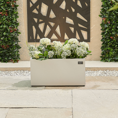 Small Rectangular Aluminium Planter in Chalk White - Single Piece