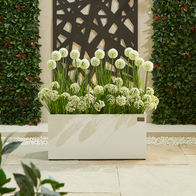 Medium Rectangular Aluminium Planter in Chalk White - Single Piece