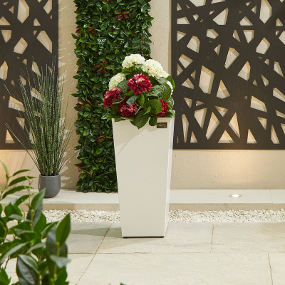 Medium Tall Aluminium Planter in Chalk White - Single Piece