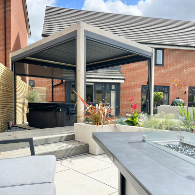 Titan Aluminium Metal Pergola in Light Oak Look - 4.0m x 3.0m Free Standing