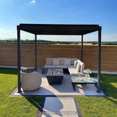 Shadow Metal Pergola in Graphite Grey