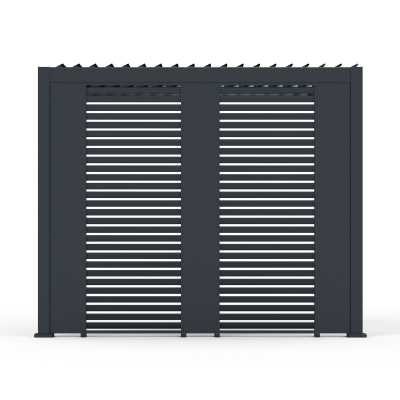 Titan Aluminium 3.0m Static Side Wall Combination - 3 Cavity Wall Panels and 2 Louvred Side Walls in Graphite Grey