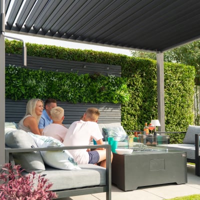 Titan Aluminium Metal Pergola in Light Oak Look - 3.0m x 3.0m Free Standing