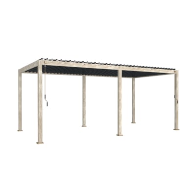 Titan Aluminium Metal Pergola in Light Oak Look - 6.0m x 3.0m Free Standing