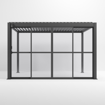 Titan Transparent French Sliding Door System - 4.0m in Graphite Grey