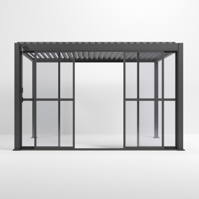 Titan Transparent French Sliding Door System - 4.0m in Graphite Grey