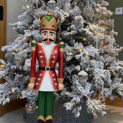 3ft Norbert Christmas Nutcracker Figure in Pillar Box Red