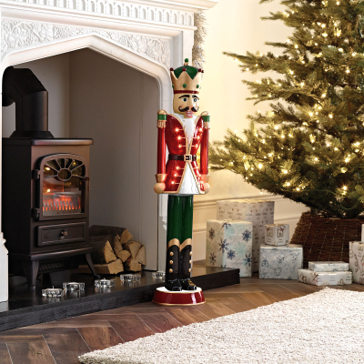 3ft Norbert Christmas Nutcracker Figure in Pillar Box Red