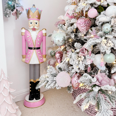 3ft Norbert Christmas Nutcracker Figure in Candy Pink