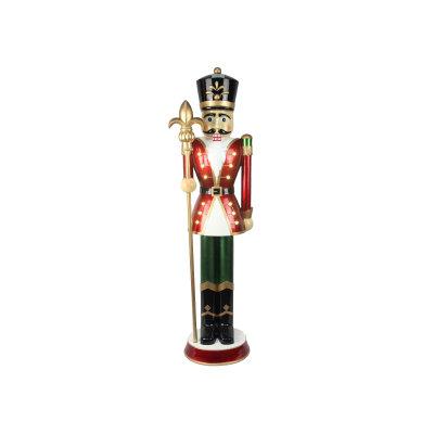 4ft Norbert Christmas Nutcracker Figure with Staff in Traditional Red