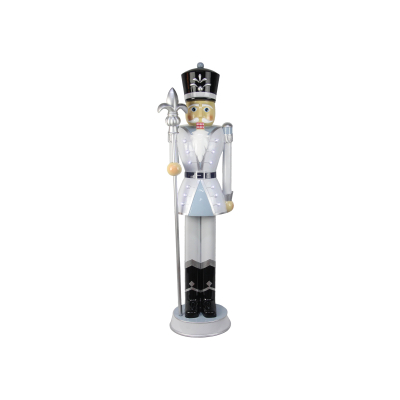 4ft Norbert Christmas Nutcracker Figure with Staff in Icicle White