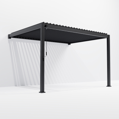 Titan Aluminium Wall Mounted Pergola - 4.0m x 3.0m in Graphite Grey