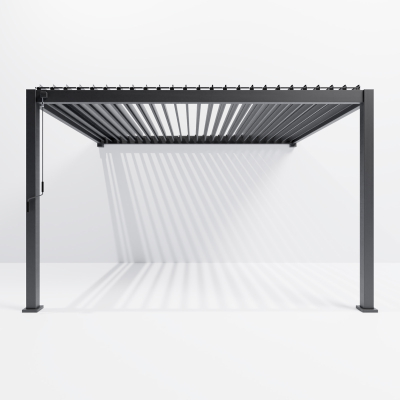 Titan Aluminium Wall Mounted Pergola - 4.0m x 3.0m in Graphite Grey