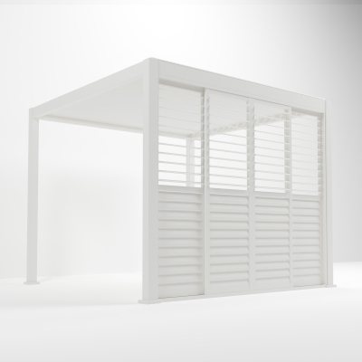 Titan Aluminium Shuttered Louvre Sliding Door System - 3.0m in Chalk White