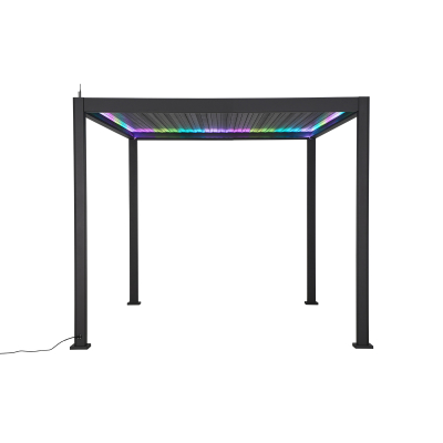 Titan Plus LED Aluminium Metal Pergola in Graphite Grey - 3.0m x 3.0m Free Standing