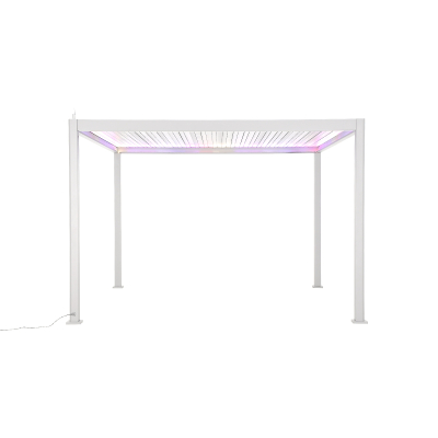 Titan Plus LED Aluminium Metal Pergola in Chalk White - 4.0m x 3.0m Free Standing