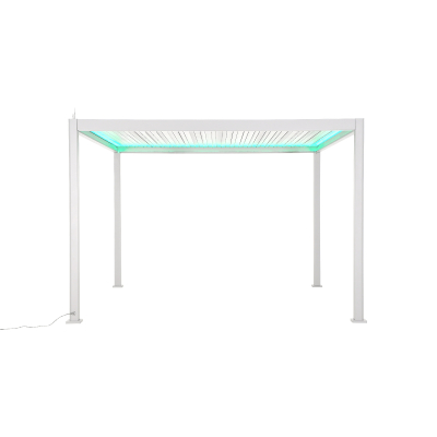 Titan Plus LED Aluminium Metal Pergola in Chalk White - 4.0m x 3.0m Free Standing