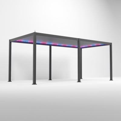 Titan Plus LED Aluminium Metal Pergola in Graphite Grey - 6.0m x 3.0m Free Standing