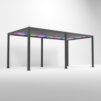 Titan Plus LED Aluminium Metal Pergola in Graphite Grey - 6.0m x 3.0m Free Standing