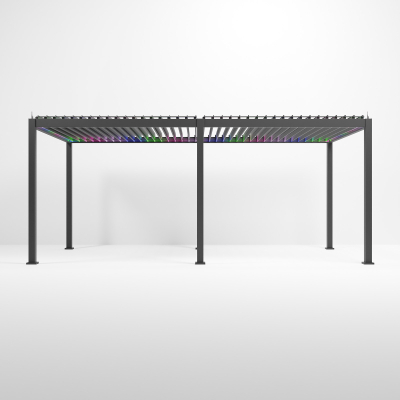 Titan Plus LED Aluminium Metal Pergola in Graphite Grey - 6.0m x 3.0m Free Standing