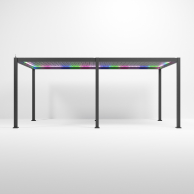 Titan Plus LED Aluminium Metal Pergola in Graphite Grey - 6.0m x 3.0m Free Standing