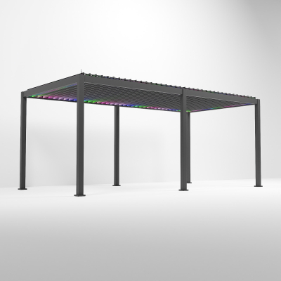 Titan Plus LED Aluminium Metal Pergola in Graphite Grey - 6.0m x 3.0m Free Standing