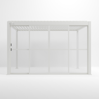 Titan Transparent French Sliding Door System - 3.6m in Chalk White