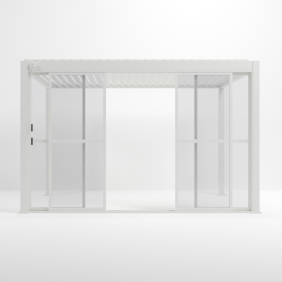 Titan Transparent French Sliding Door System - 3.6m in Chalk White