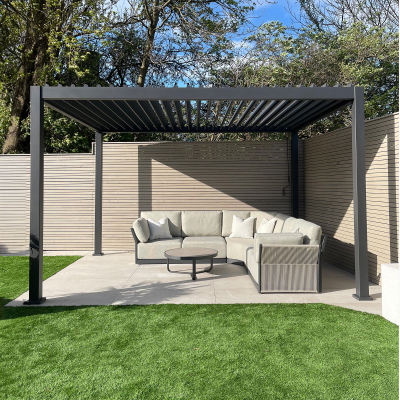 Titan Aluminium Metal Pergola in Graphite Grey - 4.0m x 3.6m Free Standing