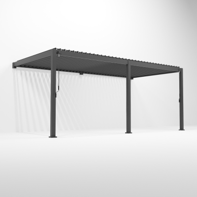 Titan Aluminium Metal Pergola in Graphite Grey - 6.0m x 3.0m Wall Mounted