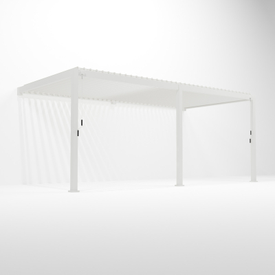 Titan Aluminium Metal Pergola in Chalk White - 3.0m x 6.0m Wall Mounted