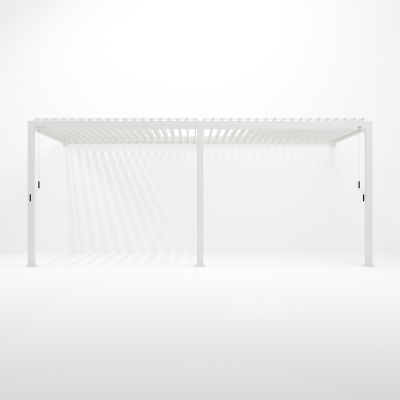 Titan Aluminium Metal Pergola in Chalk White - 3.0m x 6.0m Wall Mounted