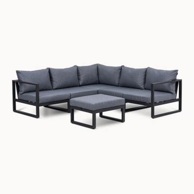 Maxwell Aluminium Corner Sofa Lounging Set in Graphite Grey