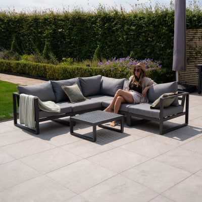 Maxwell Aluminium Corner Sofa Lounging Set in Graphite Grey