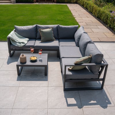 Maxwell Aluminium Corner Sofa Lounging Set in Graphite Grey