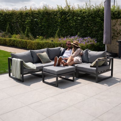 Maxwell Aluminium Corner Sofa Lounging Set in Graphite Grey