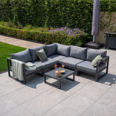 Maxwell Aluminium Corner Sofa Lounging Set in Graphite Grey