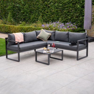 Phoebe Aluminium Corner Sofa Lounging Set in Graphite Grey