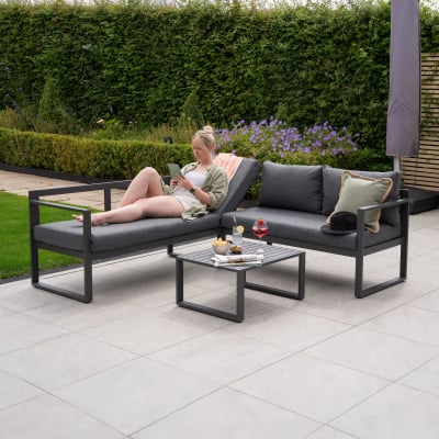 Phoebe Aluminium Corner Sofa Lounging Set in Graphite Grey