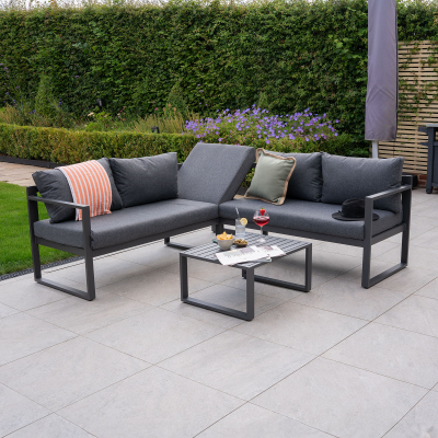 Phoebe Aluminium Corner Sofa Lounging Set in Graphite Grey