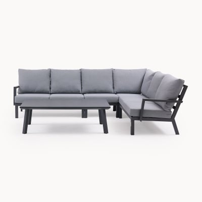 Vogue Aluminium L-Shaped Corner Aluminium Lounging Set in Graphite Grey