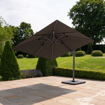 Astra 3.0m x 3.0m Square LED Aluminium Cantilever Parasol - Grey Canopy and Grey Frame