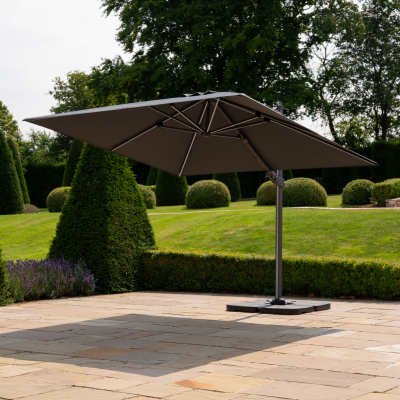 Astra 3.0m x 3.0m Square LED Aluminium Cantilever Parasol - Grey Canopy and Grey Frame