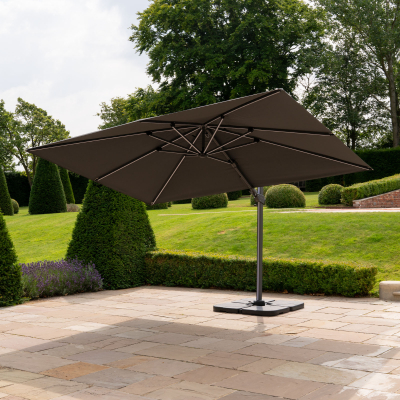 Astra 3.6m x 2.7m Rectangular LED Aluminium Cantilever Parasol - Grey Canopy and Grey Frame