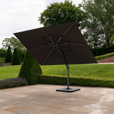 Astra 3.6m x 2.7m Rectangular LED Aluminium Cantilever Parasol - Grey Canopy and Grey Frame