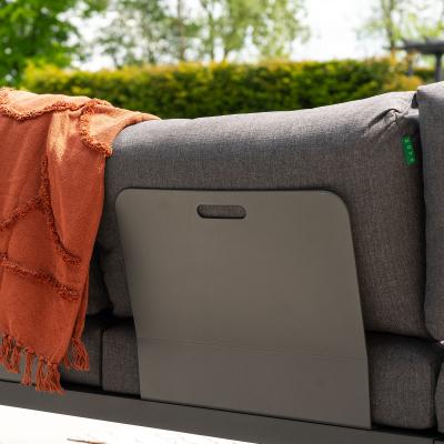 Bella Aluminium Wood Curved Corner Sofa with Footstool & Middle Unit in Graphite Grey