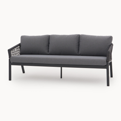 Maisie Rope Aluminium 3 Seat Sofa Lounging Set in Smoked Grey