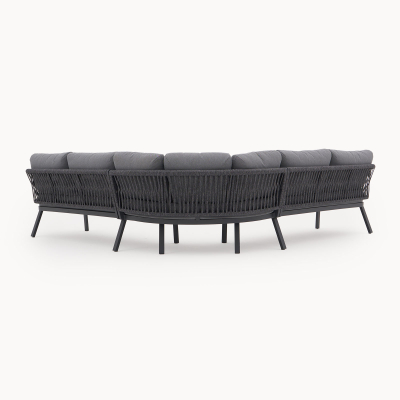 Maisie Rope Aluminium Corner Sofa Lounging Set in Smoked Grey